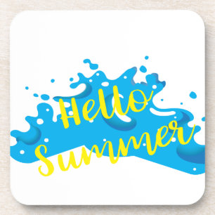 Dessous-de-verre Hello Summer, Waves Graphic, Cool White