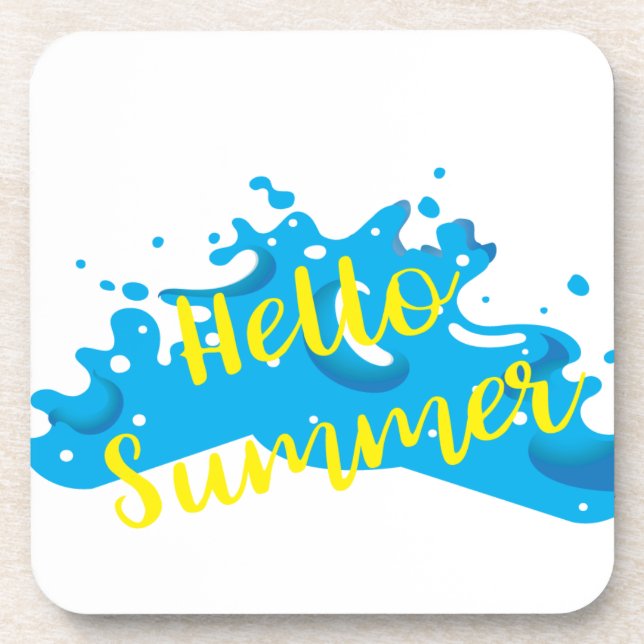 Dessous-de-verre Hello Summer, Waves Graphic, Cool White (Devant)
