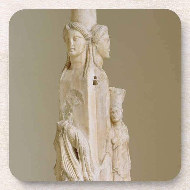 Dessous-de-verre Herm triforme de Hecate, sculpture de marbre, pe (Devant)