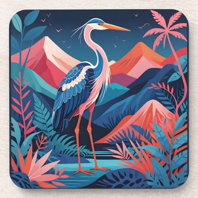 Dessous-de-verre héron de crête néon coaster (Devant)