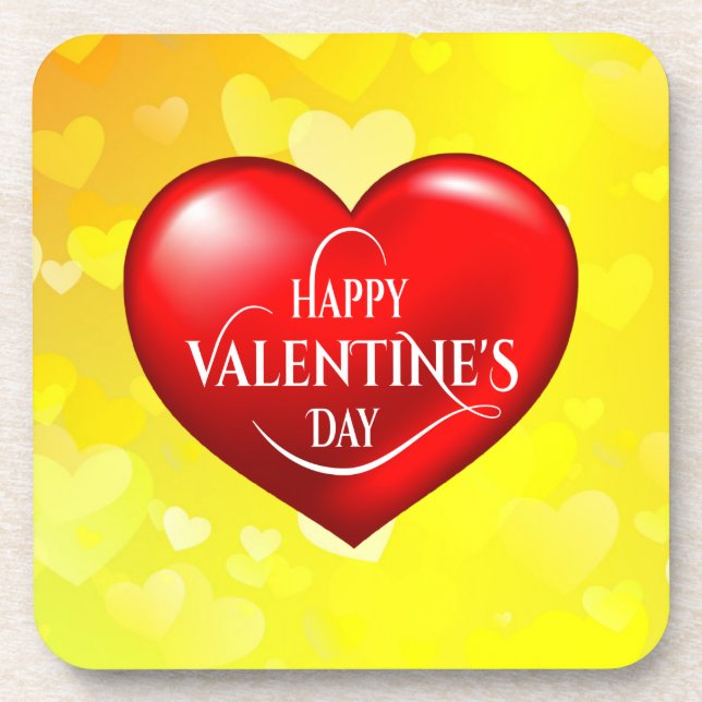 Dessous-de-verre Heureuse Sainte-Valentin avec forme cardiaque-4987 (Devant)