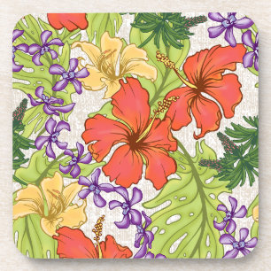 Dessous-de-verre Hibiscus et orchidées hawaïens tropicaux de Keleah