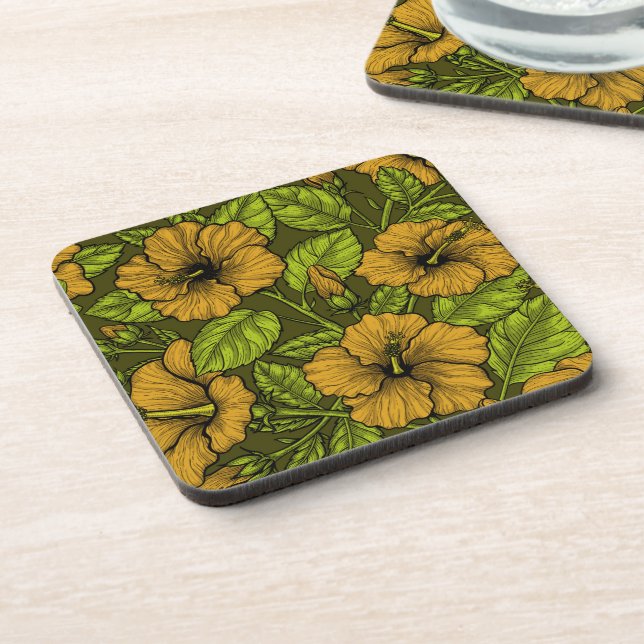 Dessous-de-verre hibiscus jaune (Côté gauche)