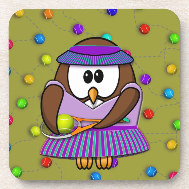 Dessous-de-verre hibou de tennis - fille (Devant)