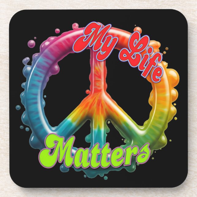 Dessous-de-verre Hippie Love Peace Life Matters Custom  (Devant)