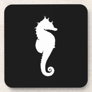 Dessous-de-verre Hippocampe noir et blanc
