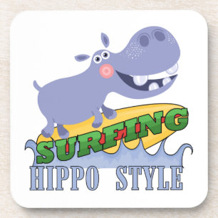 Dessous-de-verre Hippopotame de surfer