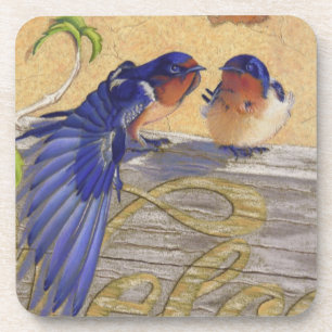 Dessous-de-verre Hirondelles de grange, oiseaux bleus