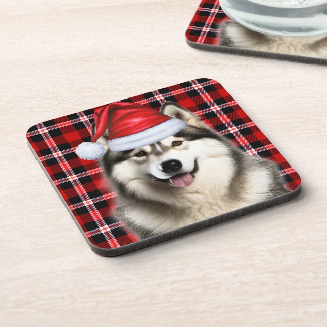 Dessous-de-verre Hiver Thème Alaskien Malamute vacances Plaid (Côté gauche)
