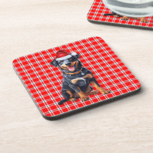 Dessous-de-verre Hiver Thème Beauceron Rouge Plaid Holiday