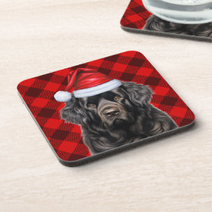 Dessous-de-verre Hiver Thème Terre-Neuve Chien Red Holiday Plaid