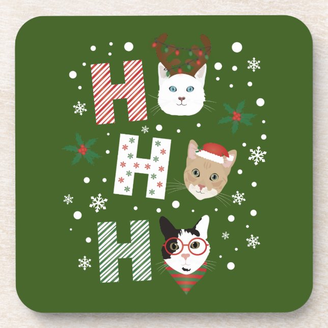 Dessous-de-verre Ho Ho Ho Chats Joyeux Noël (Devant)