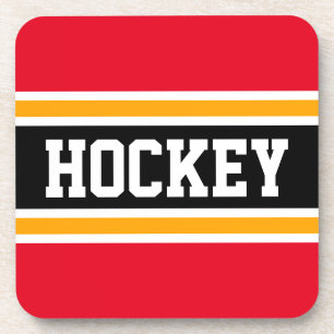 Dessous-de-verre HOCKEY Bright Red Yellow Black Racing Stripes