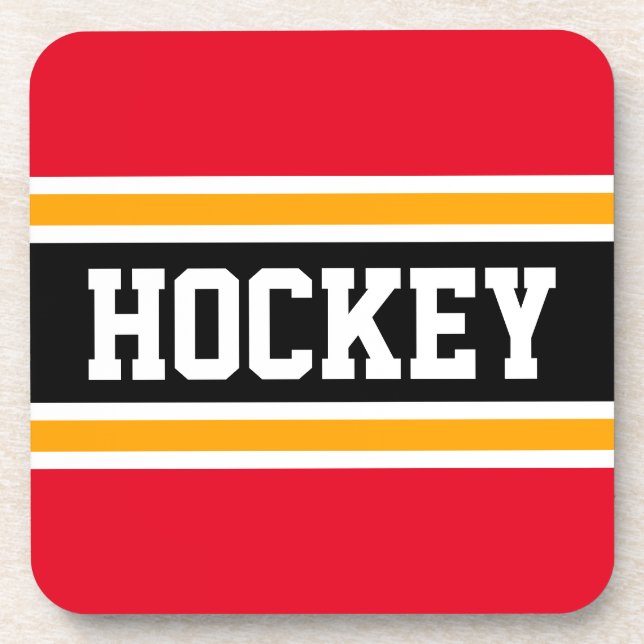 Dessous-de-verre HOCKEY Bright Red Yellow Black Racing Stripes (Devant)