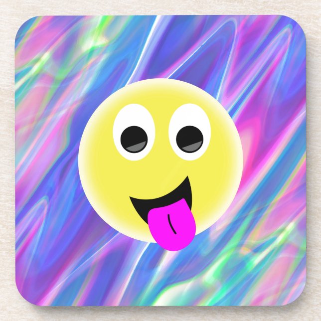 Dessous-de-verre hologramme émoji (Devant)