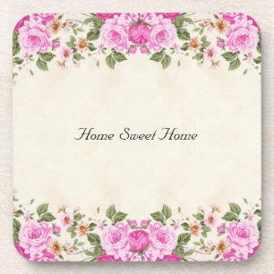 Dessous-de-verre Home Sweet Home & Beautiful Pink Flowers
