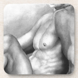 Dessous-de-verre Homme Parfait Poitrine & Torse Dessin au Fusain d'