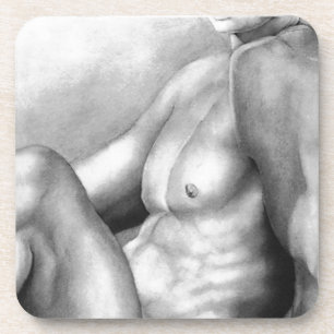 Dessous-de-verre Homme Parfait Poitrine & Torse Dessin au Fusain d'