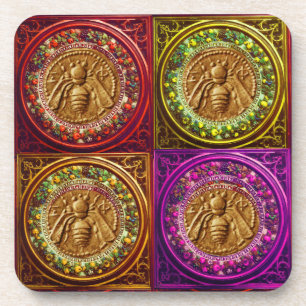 DESSOUS-DE-VERRE HONEY BEE / RED GREEN FLORENTINE FLORAL CROWN