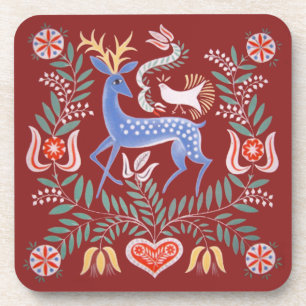 Dessous-de-verre Hongrois Art folklorique Beverage Coaster