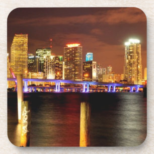 Dessous-de-verre Horizon de Miami la nuit, la Floride