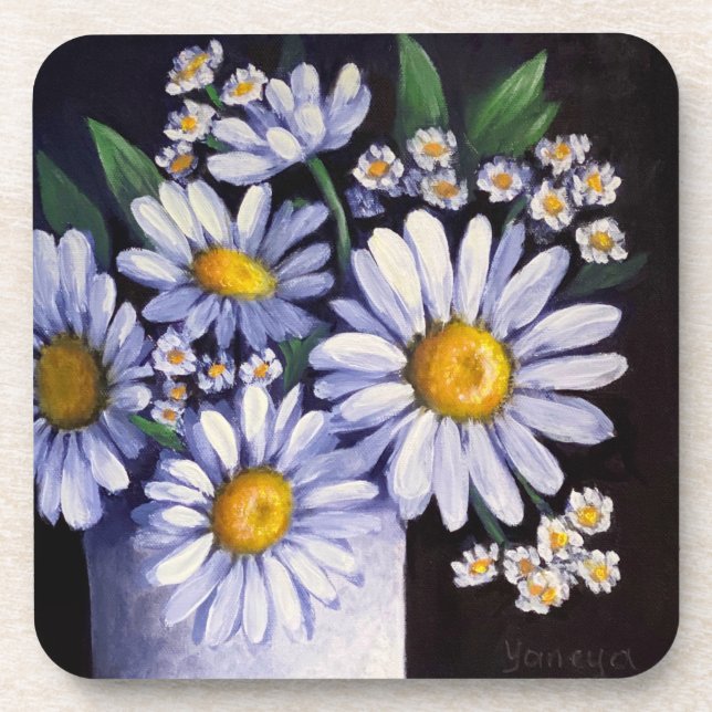 Dessous-de-verre Horloge de fleurs de marguerites (Devant)