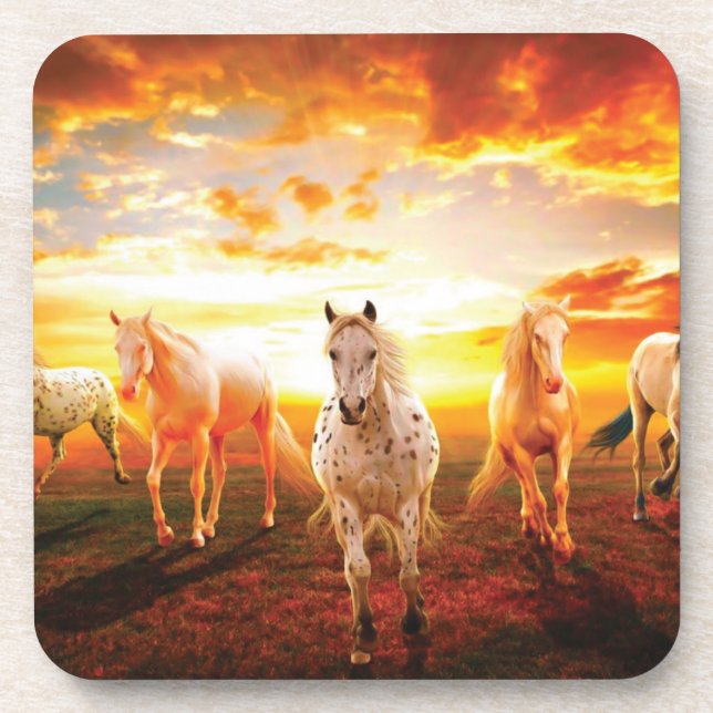 Dessous-de-verre Horses at sunset throw pillow (Devant)