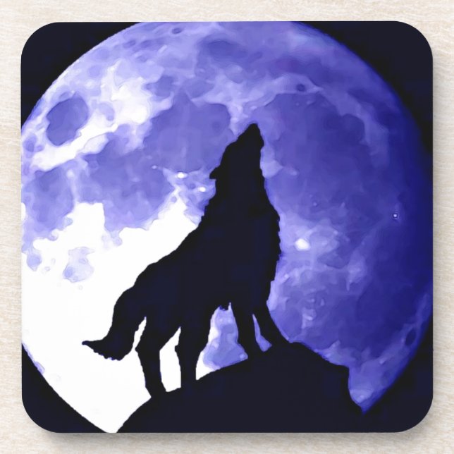 Dessous-de-verre Howling Wolf & Fullmoon (Devant)