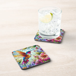 DESSOUS-DE-VERRE HUMMINGBIRDS EN VERRE CLAIREMENT COULEUR