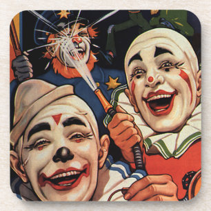 Dessous-de-verre Humour Vintage, Clowns de Cirque qui Rient et Poli