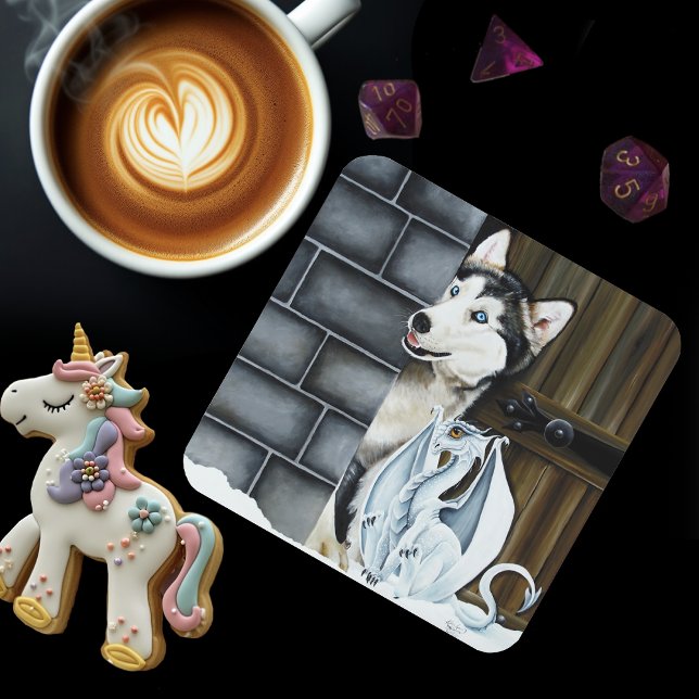 Dessous-de-verre Husky Chig White Dragon Adventure (Créateur téléchargé)