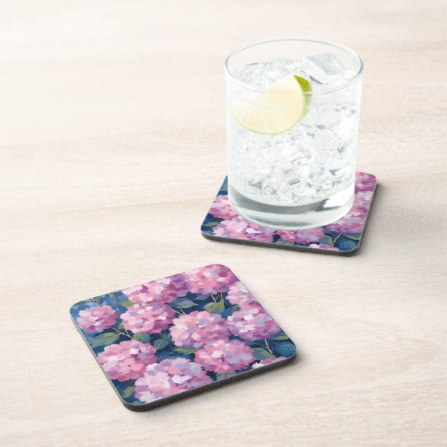 Dessous-de-verre Hydrangeas Florales Rose Tendre (Côté Droit)