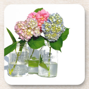 Dessous-de-verre hydrangées et jarre de mason
