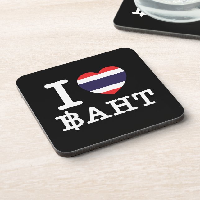 Dessous-de-verre I Heart (Amour) Baht (Côté gauche)