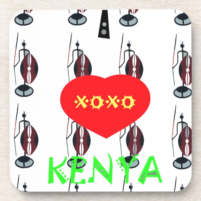 Dessous-de-verre I Love Kenya Massai Art Print (Devant)