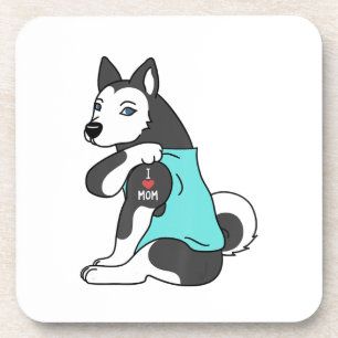 Dessous-de-verre I Love Maman Tattoo Husky Funny Mors Day Chien