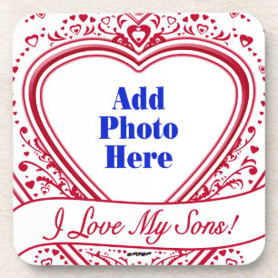 Dessous-de-verre I Love My Sons ! Photo Red Hearts