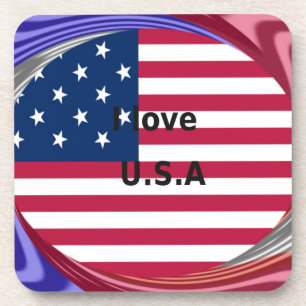 Dessous-de-verre I Love U.S.A. Swirl : Patriotic Heart Art Imprimer