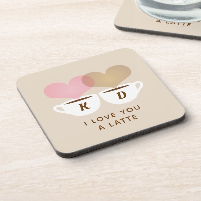 Dessous-de-verre I Love You A Latte Custom Monogram (Côté gauche)