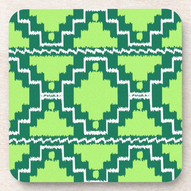 Dessous-de-verre Ikat Aztec Motif - Forêt et chaux vert (Devant)