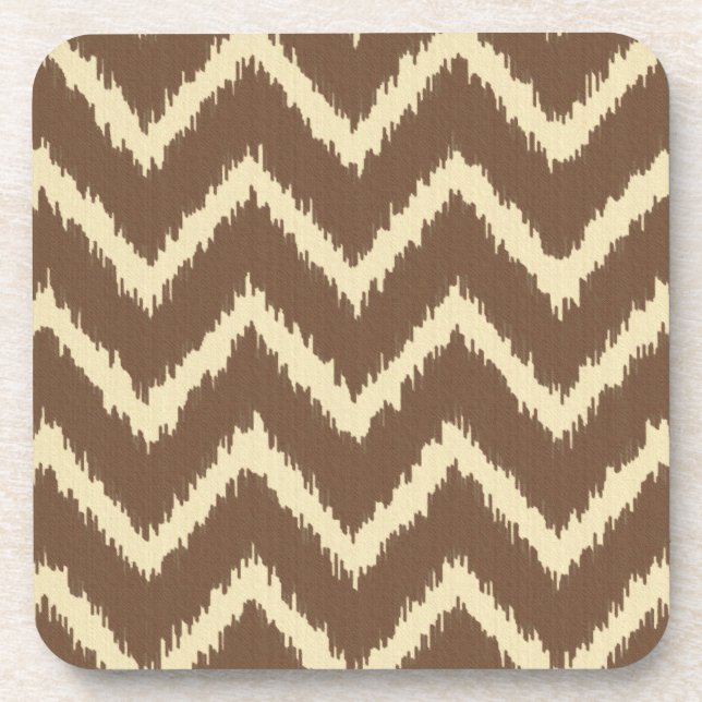 Dessous-de-verre Ikat Chevrons - Marron chocolat et beige (Devant)