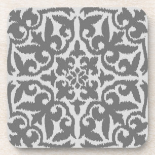Dessous-de-verre Ikat damask pattern - gris clair et gris moyen