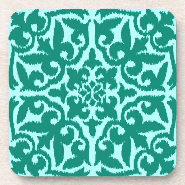 Dessous-de-verre Ikat damask pattern - Turquoise et Aqua (Devant)