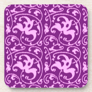 Dessous-de-verre Ikat Floral Damask - Orchidée et violet