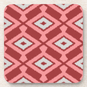 Dessous-de-verre Ikat Pattern - Burgundy, Grey and Coral