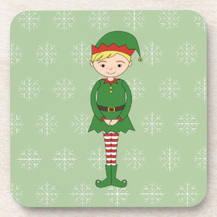 Dessous-de-verre illusima Garçon de Noël Elfe Flocons de Neige Vert