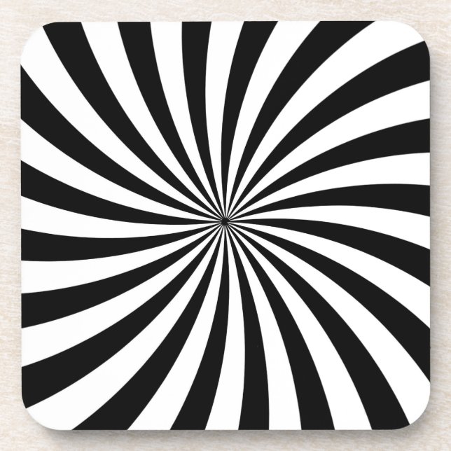 Dessous-de-verre Illusion optique Black White Swirl (Devant)