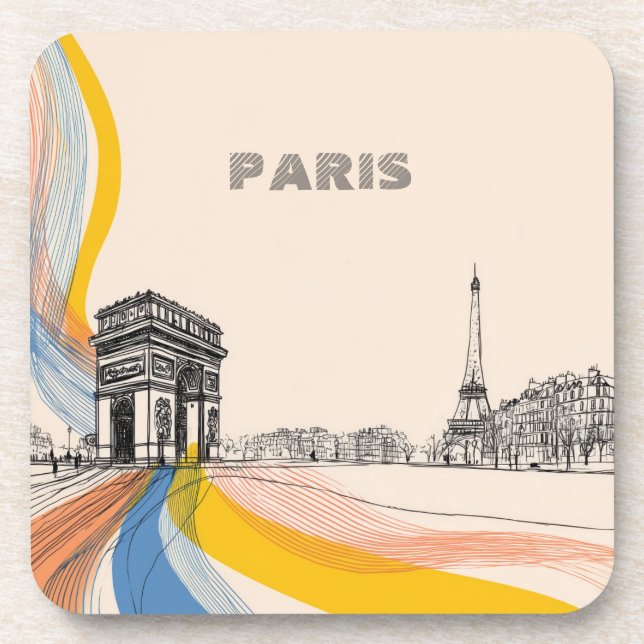 Dessous-de-verre illustration artistique de monuments parisiens emb (Devant)