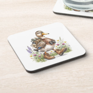 Dessous-de-verre Illustration de canard randonnée fantaisiste avec