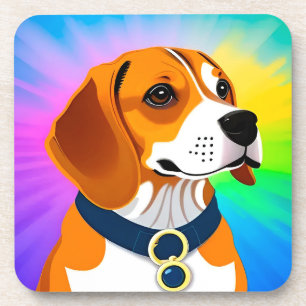 Dessous-de-verre Illustration de chien de dessin animé coloré